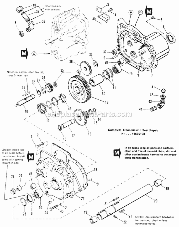 Transmission Group Diagram and Parts List for 1691383  Simplicity Lawn Tractor
