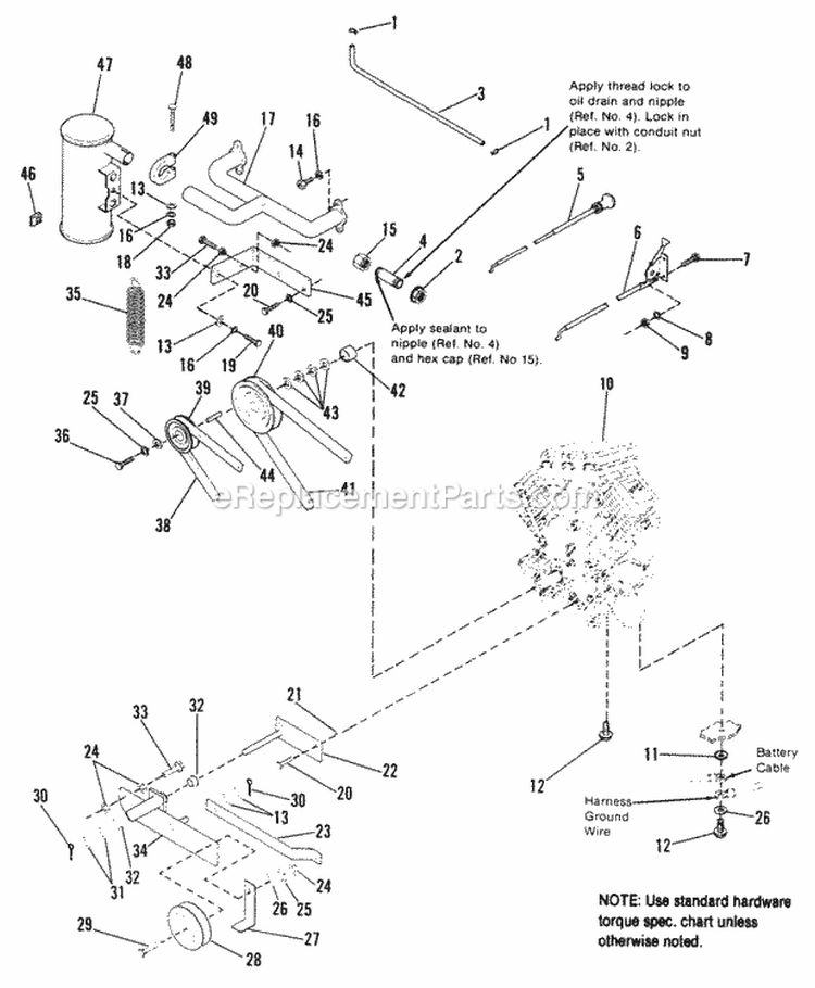Engine Group Diagram and Parts List for 1691973  Simplicity Lawn Tractor