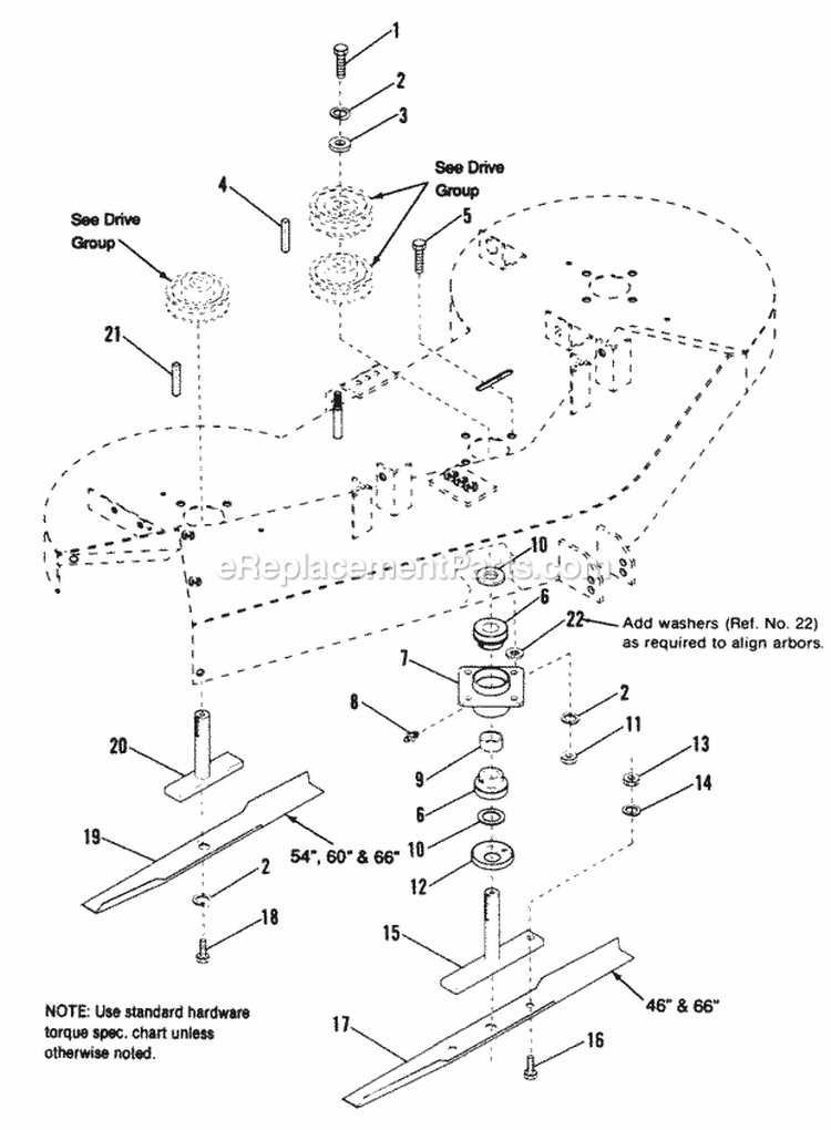 Arbor Group Diagram and Parts List for 1691973  Simplicity Lawn Tractor