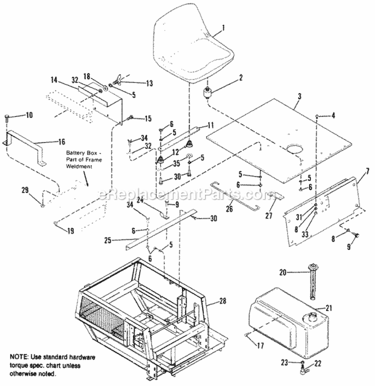 Frame Group - Upper Diagram and Parts List for 1691973  Simplicity Lawn Tractor