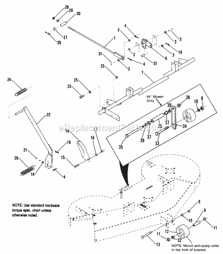 Height Adjusting And Roller Group Diagram and Parts List for 1691973  Simplicity Lawn Tractor