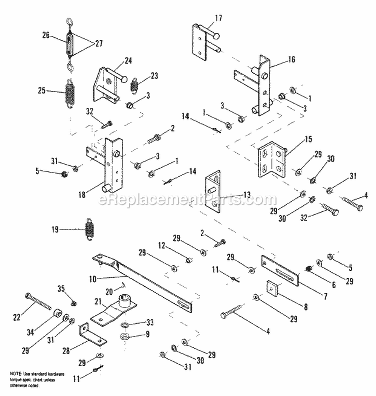 Steering Linkage Group Diagram and Parts List for 1691973  Simplicity Lawn Tractor
