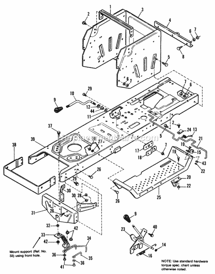 Frame Group Diagram and Parts List for 1692054  Simplicity Lawn Tractor
