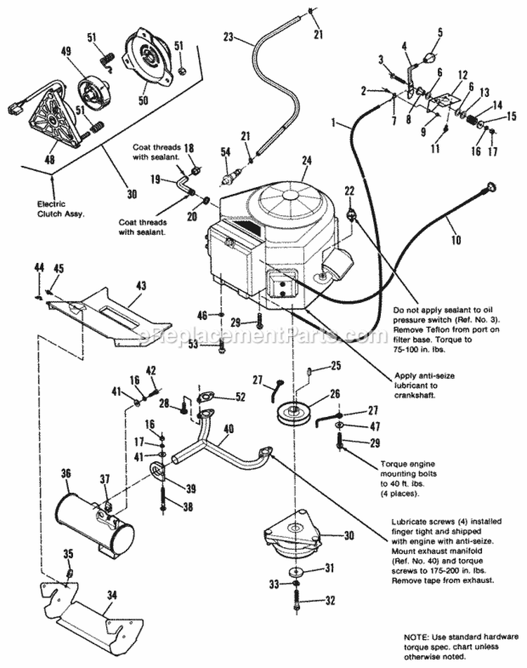 Engine Group - Electric Clutch (Twin Cylinder Briggs  Stratton) Diagram and Parts List for 1691799  Simplicity Lawn Tractor