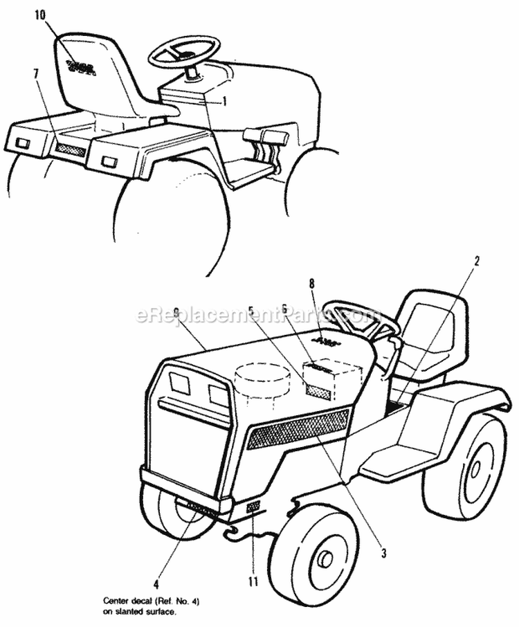 Decal Group Diagram and Parts List for 1692139  Simplicity Lawn Tractor