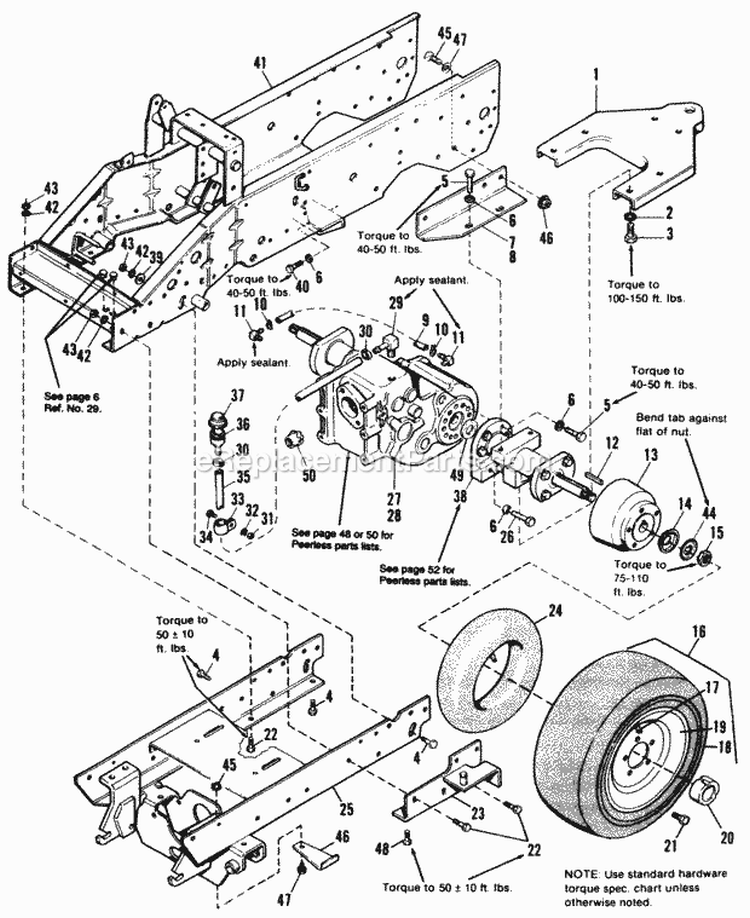 Frame Transaxle  Drawbar Group Diagram and Parts List for 1692139  Simplicity Lawn Tractor