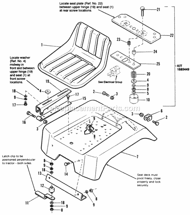 Seat  Deck Group Diagram and Parts List for 1692143  Simplicity Lawn Tractor