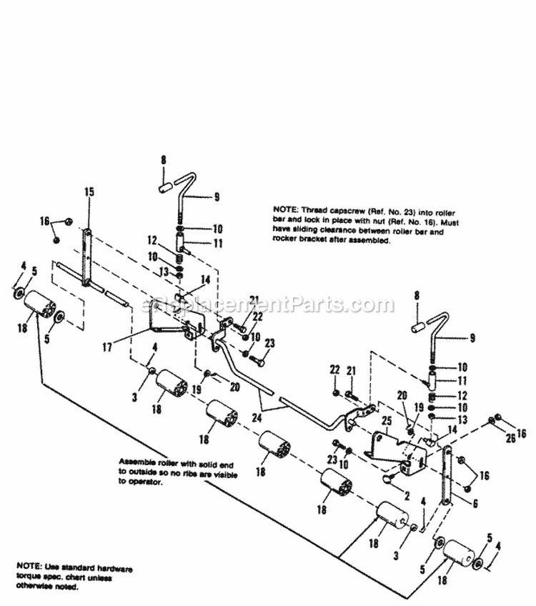 42 Mower Deck-Height Adjusting  Roller Group Diagram and Parts List for 1692146  Simplicity Lawn Tractor
