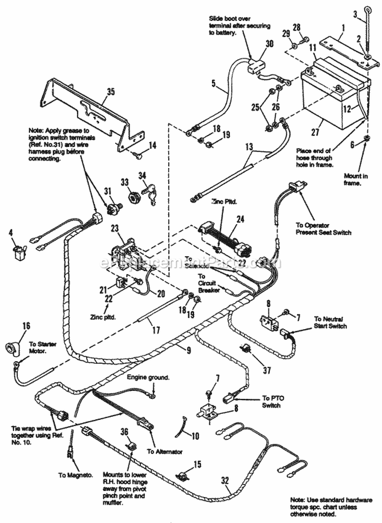 Electrical Group - Gear Diagram and Parts List for 1692166  Simplicity Lawn Tractor