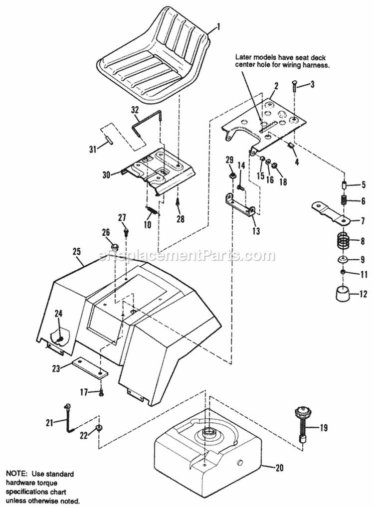 Seat Deck  Fuel Tank Group Diagram and Parts List for 1691891  Simplicity Lawn Tractor