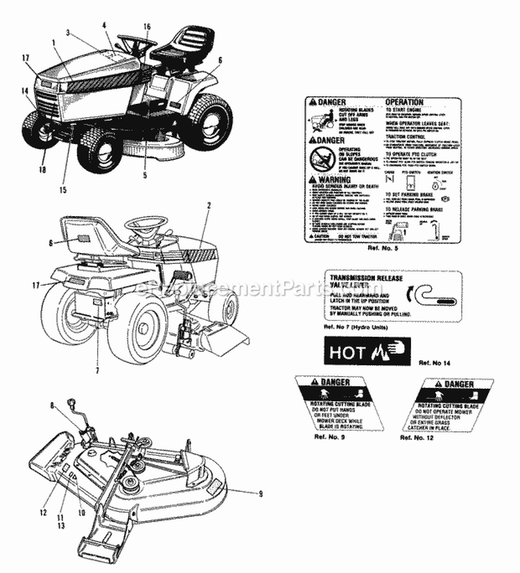 Decal Group - Agco Allis Models Diagram and Parts List for 1691893  Simplicity Lawn Tractor
