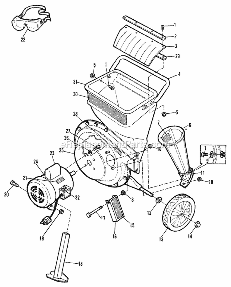 Hoppers  EngineMotor Group (2631I01) Diagram and Parts List for 1692256  Simplicity Chipper Shredder