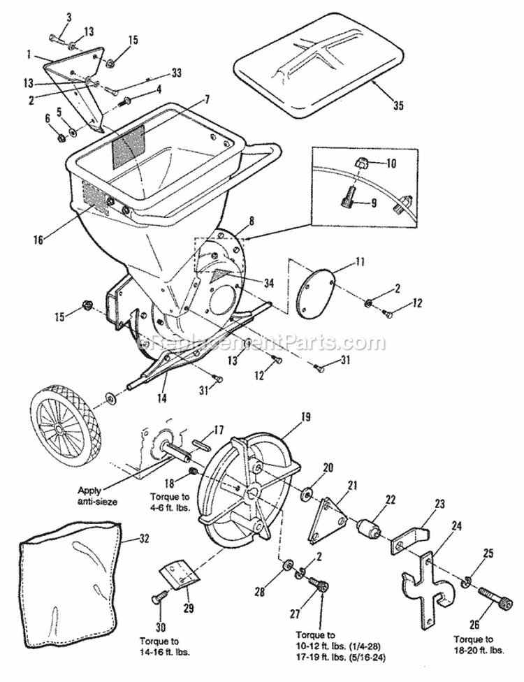 Housing  Rotor Group (2631I02) Diagram and Parts List for 1692256  Simplicity Chipper Shredder