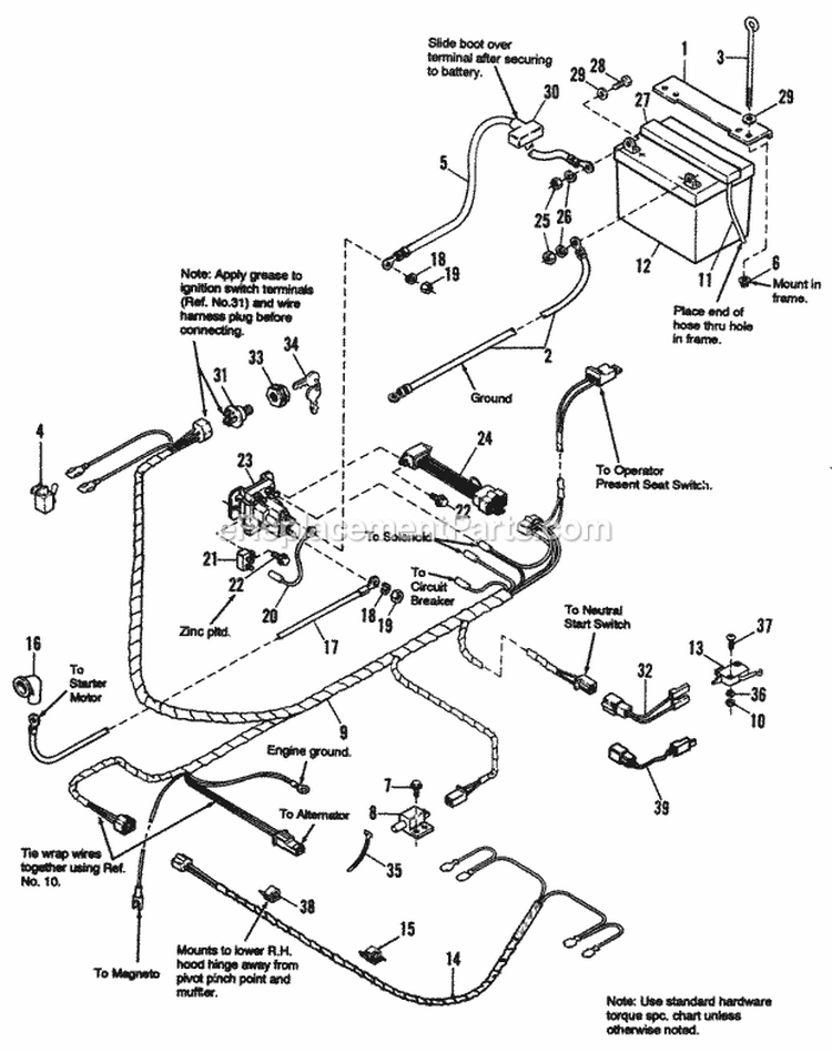 Electrical Group - Hydro Diagram and Parts List for 1692156  Simplicity Lawn Tractor