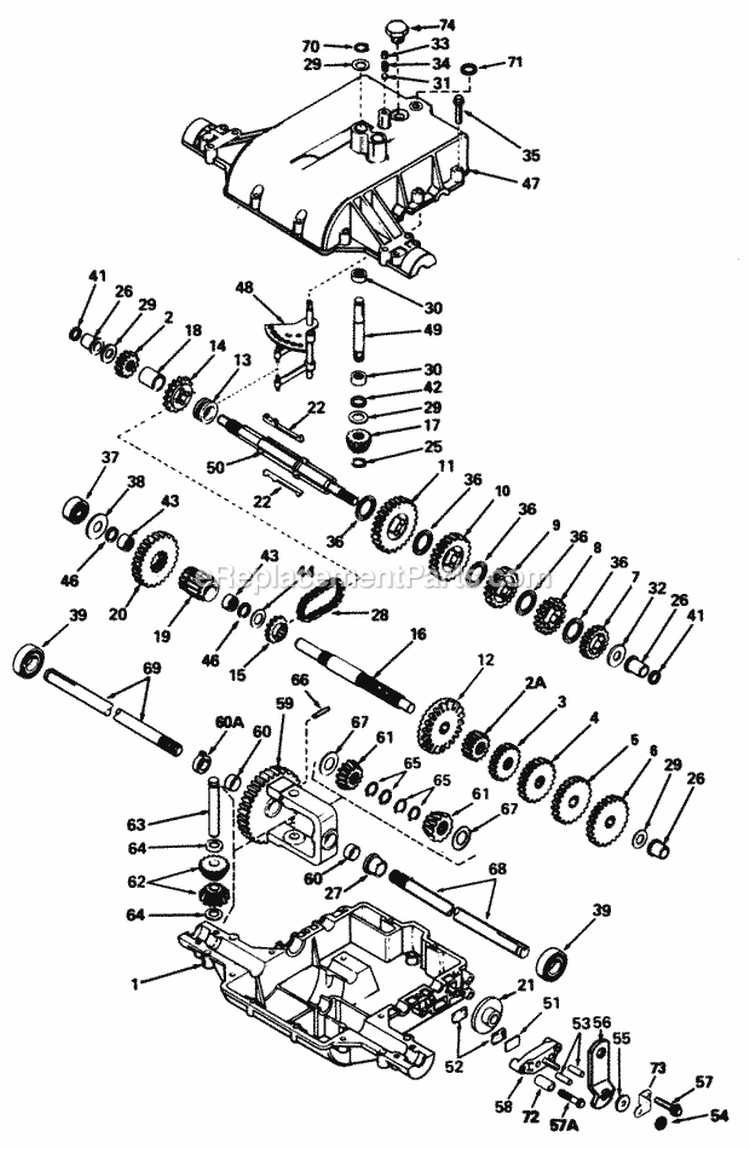 Gear Transaxle Service Parts - Peerless Transaxle Model 801-059 Diagram and Parts List for 1692287  Simplicity Lawn Tractor