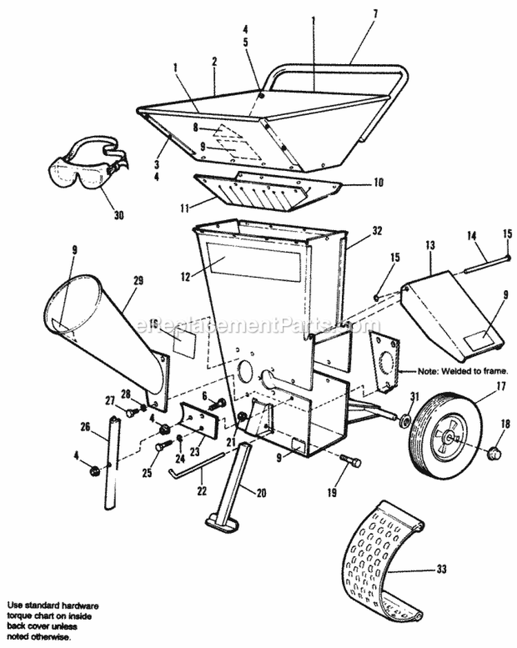 Hopper  Housing Group - Models 512  812 Diagram and Parts List for 1692335  Simplicity Chipper Shredder