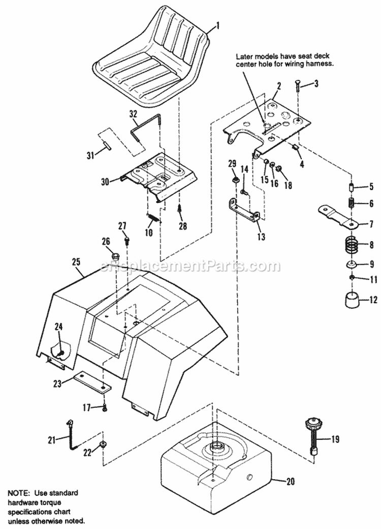 Seat Deck  Fuel Tank Group Diagram and Parts List for 1692287  Simplicity Lawn Tractor