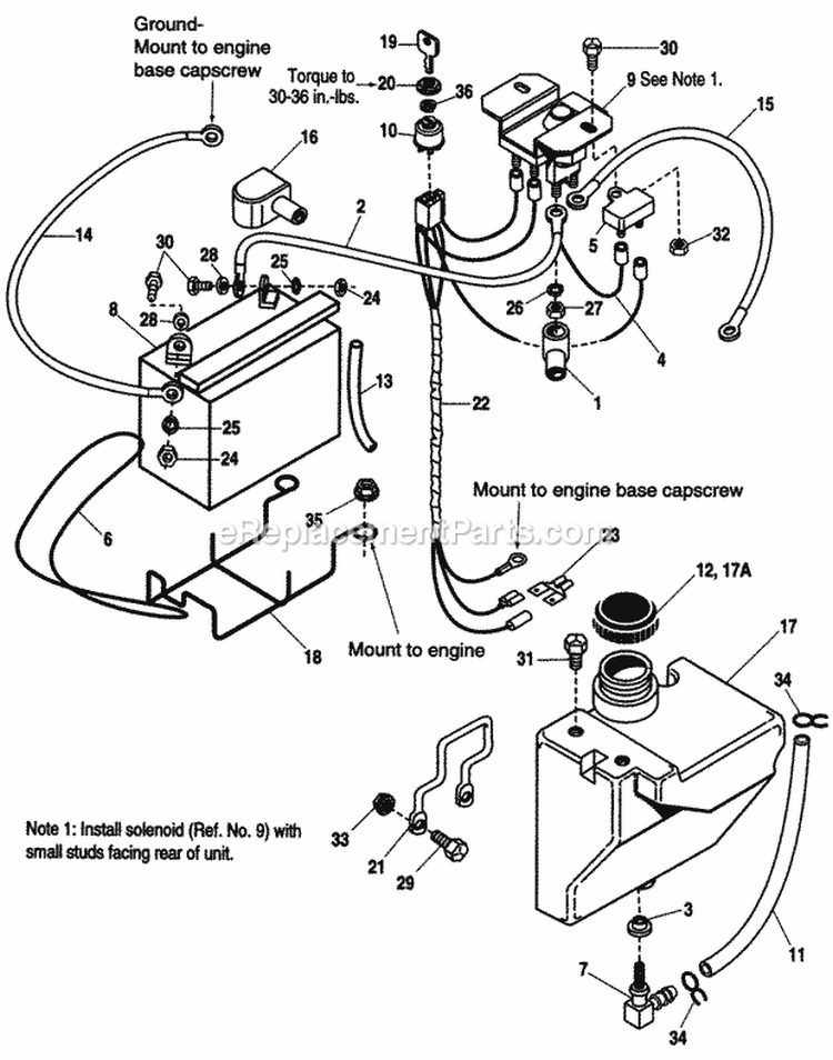 Battery  Fuel Tank-8Hp Models Diagram and Parts List for 1692373  Simplicity Chipper Shredder