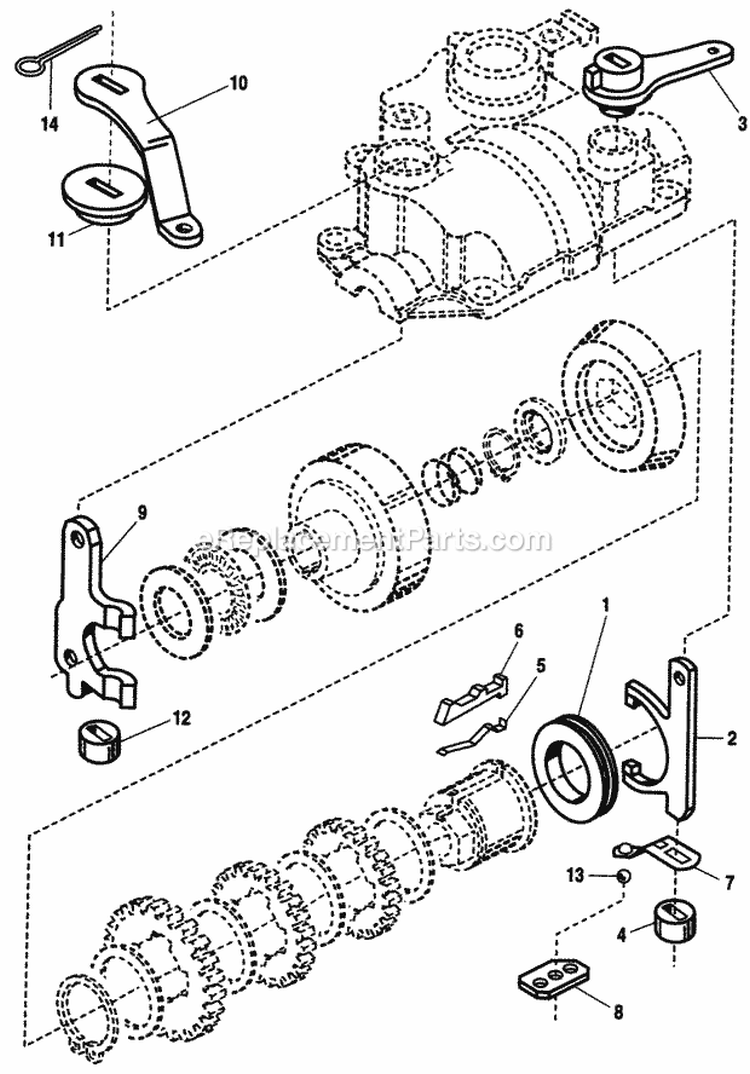 Transmission Range Shift Assembly Diagram and Parts List for 1692371  Simplicity Chipper Shredder