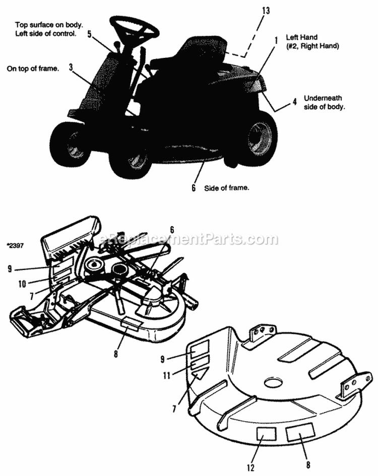 Decal Group Diagram and Parts List for 1692180  Simplicity Lawn Tractor