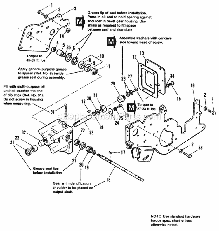 Bevel Gear  Side Plate Group Diagram and Parts List for 1692143  Simplicity Lawn Tractor