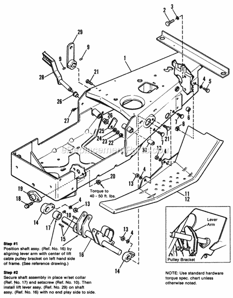 Frame  Footrest Group Diagram and Parts List for 1692143  Simplicity Lawn Tractor