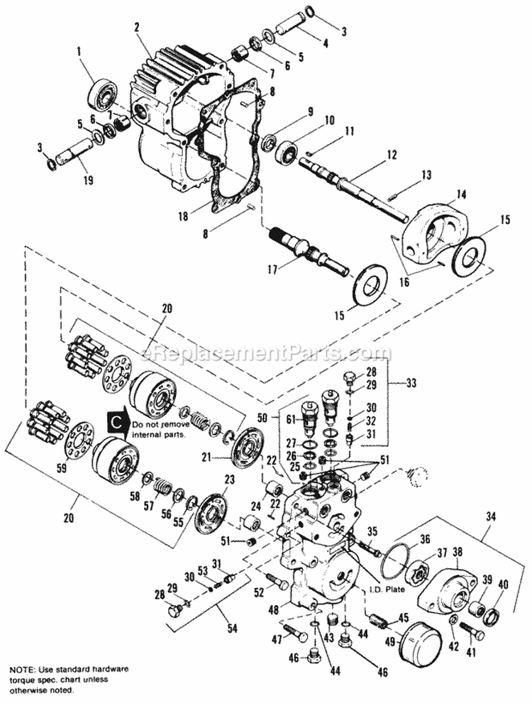 Hydrostatic Pump (Service Parts For 1671582-Hydro Lift) Diagram and Parts List for 1692143  Simplicity Lawn Tractor