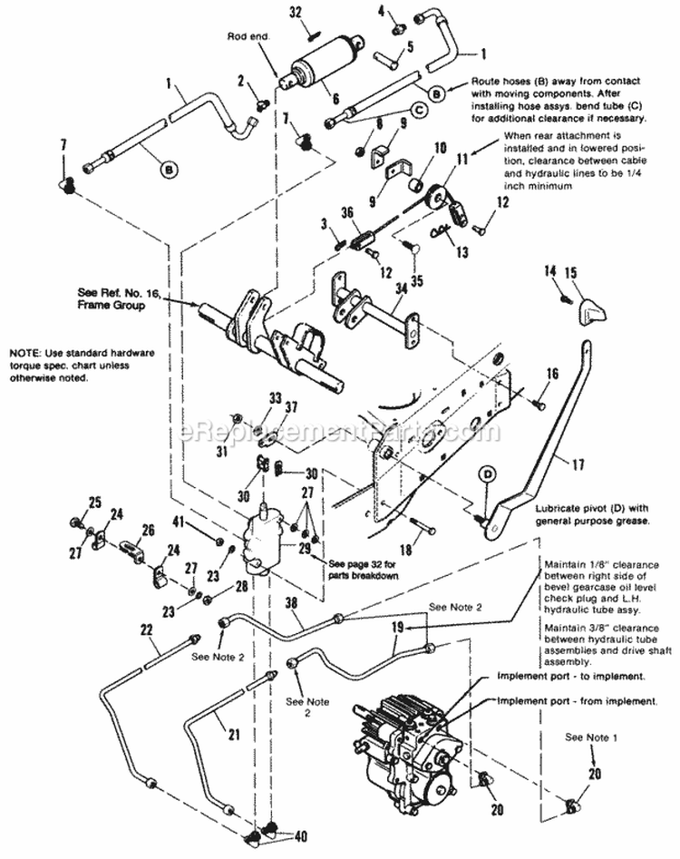 Lift Group - Hydraulic Diagram and Parts List for 1692143  Simplicity Lawn Tractor