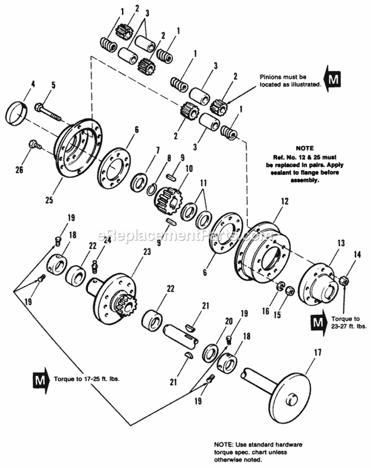 Rear Axle  Differential Group Diagram and Parts List for 1692143  Simplicity Lawn Tractor