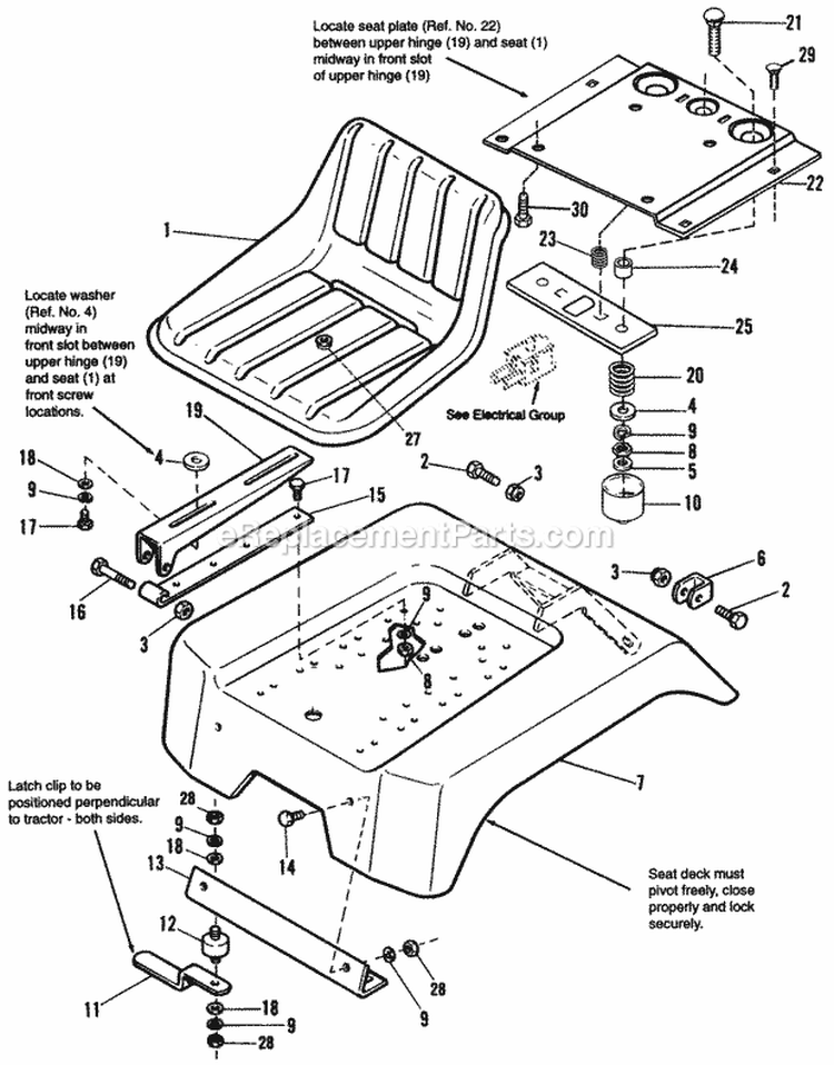 Seat  Deck Group Diagram and Parts List for 1692449  Simplicity Lawn Tractor