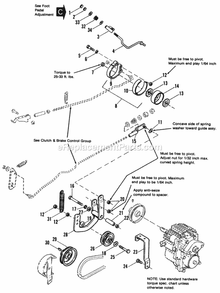 Clutch  Brake Group Diagram and Parts List for 1692143  Simplicity Lawn Tractor