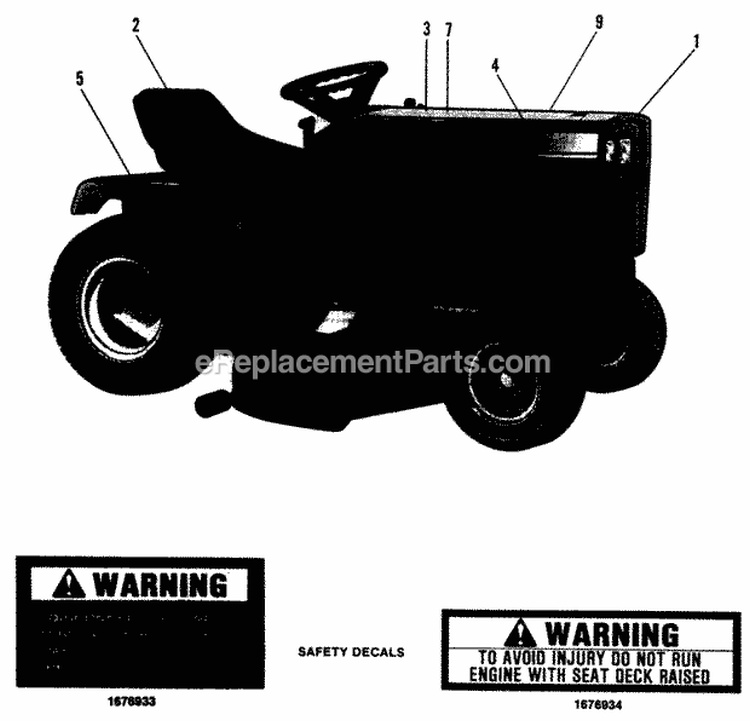 Decal Group-Agco Allis 900 Series Diagram and Parts List for 1692143  Simplicity Lawn Tractor