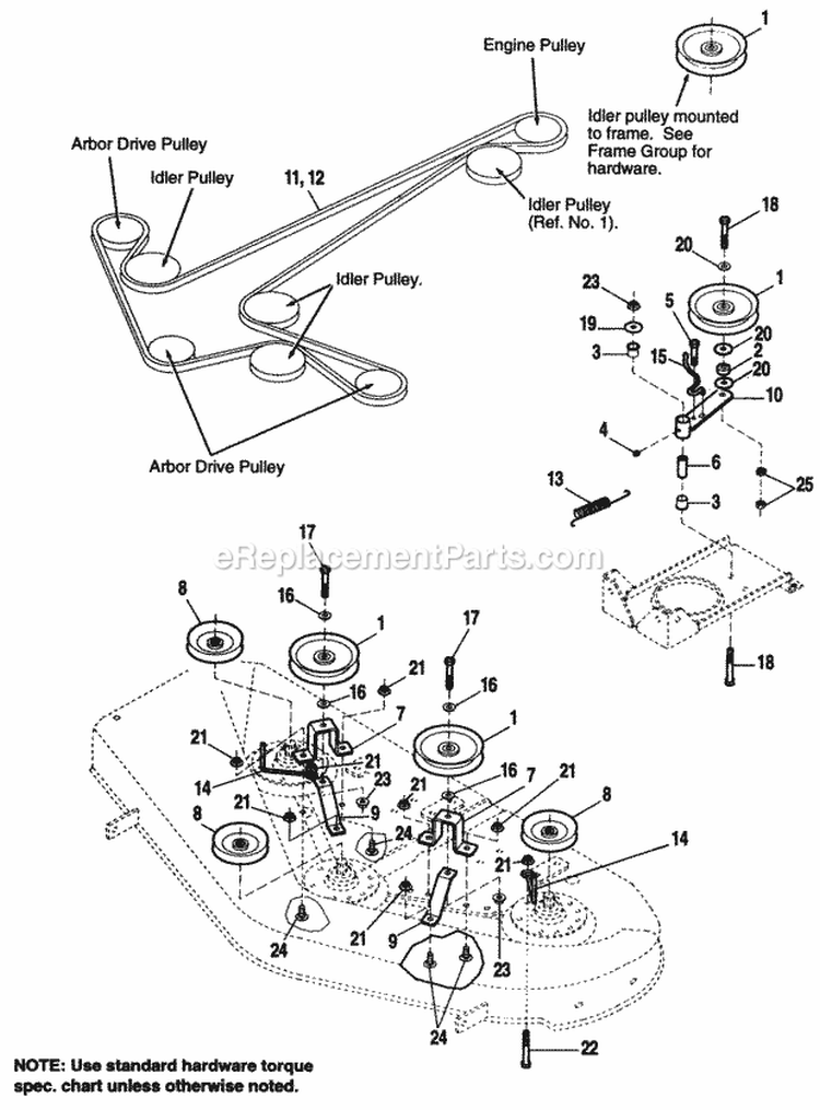 42  48 Mower - Drive Diagram and Parts List for 1691671  Simplicity Lawn Tractor