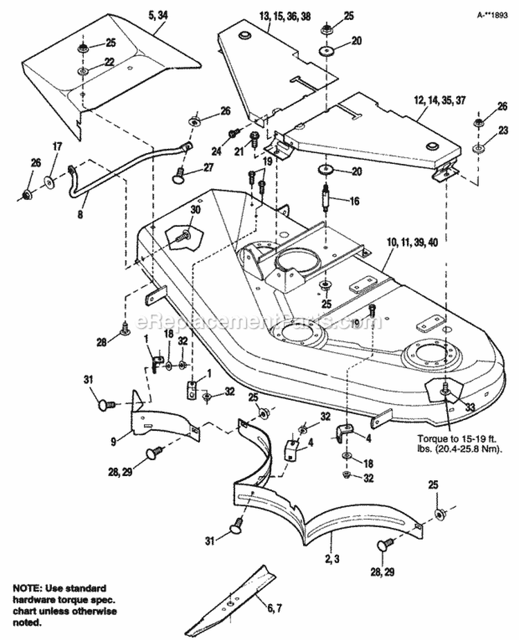 42  48 Mower - Housing  Cover Diagram and Parts List for 1691671  Simplicity Lawn Tractor