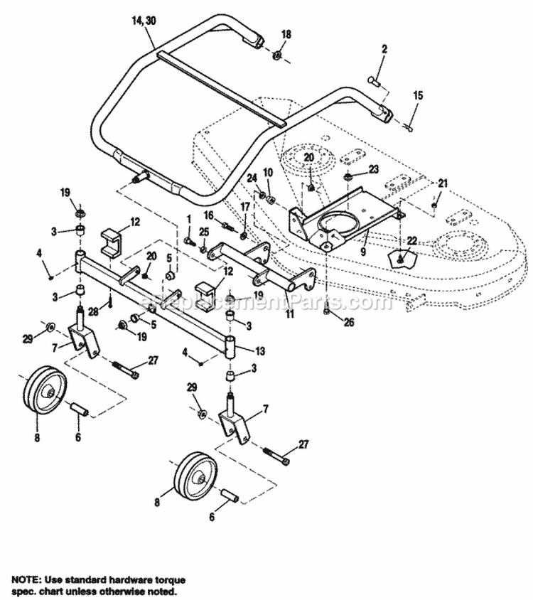 42  48 Mower - Support Diagram and Parts List for 1691671  Simplicity Lawn Tractor