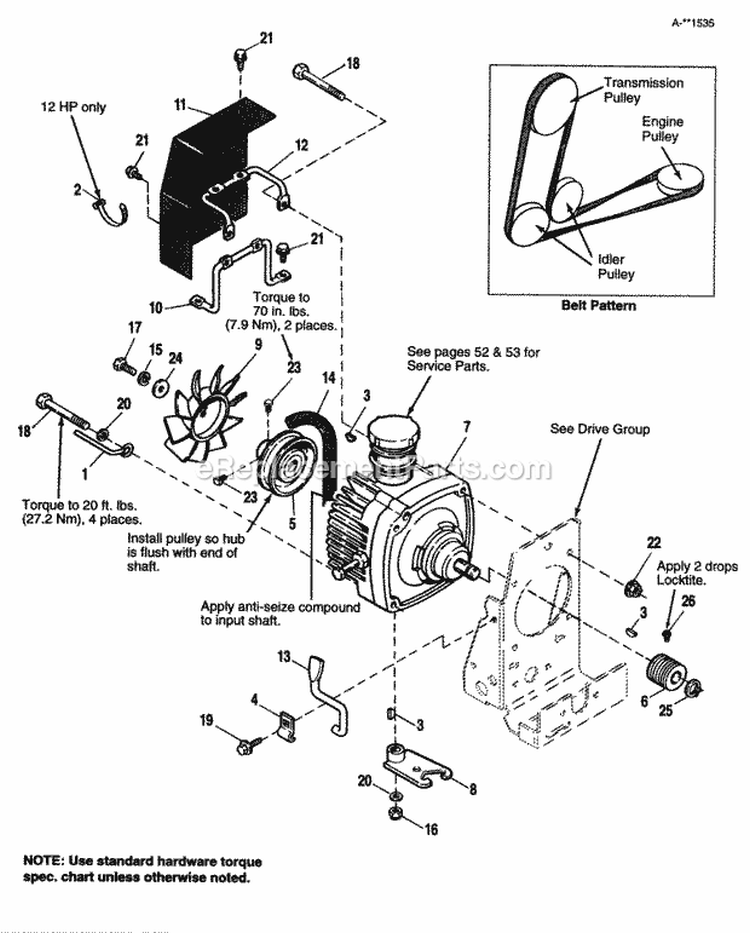 Transmission Diagram and Parts List for 1691655  Simplicity Lawn Tractor