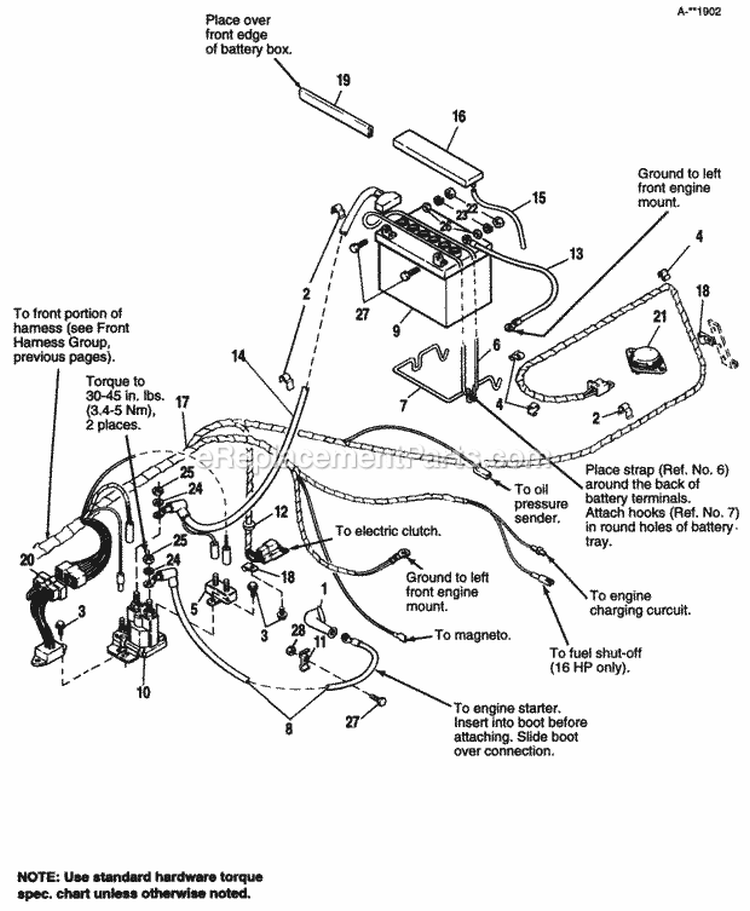 Electrical - Main Harness Diagram and Parts List for 1691655  Simplicity Lawn Tractor