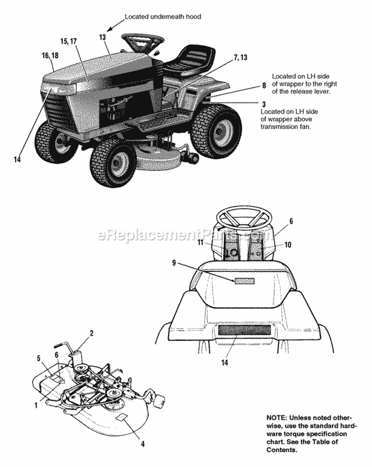 Decals - Massey Ferguson Models Diagram and Parts List for 1692401  Simplicity Lawn Tractor