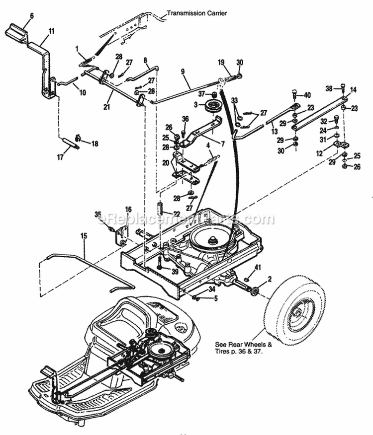 Peerless Transaxle Model 915-016B-Controls Diagram and Parts List for 1692550  Simplicity Lawn Tractor