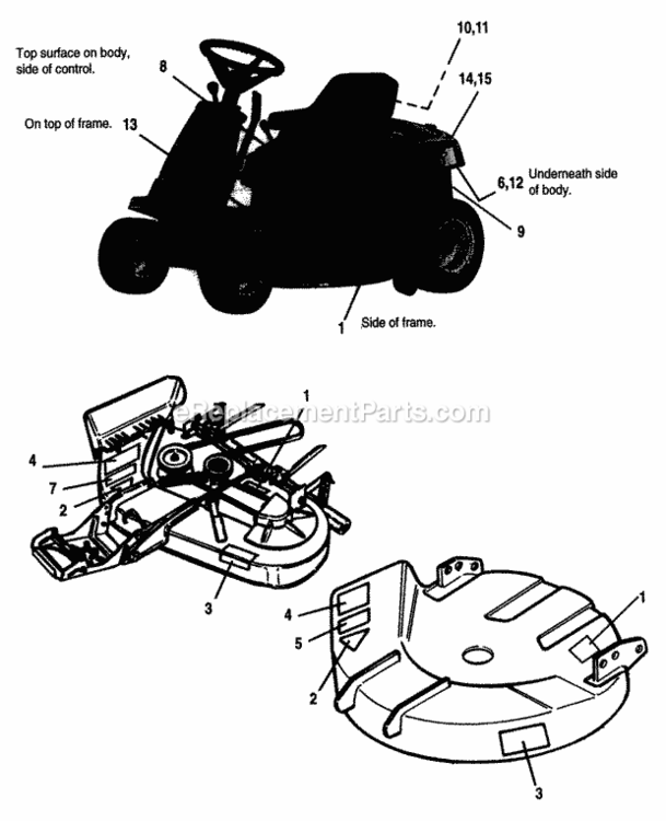 Decals-Agco Allis Diagram and Parts List for 1692560  Simplicity Lawn Tractor