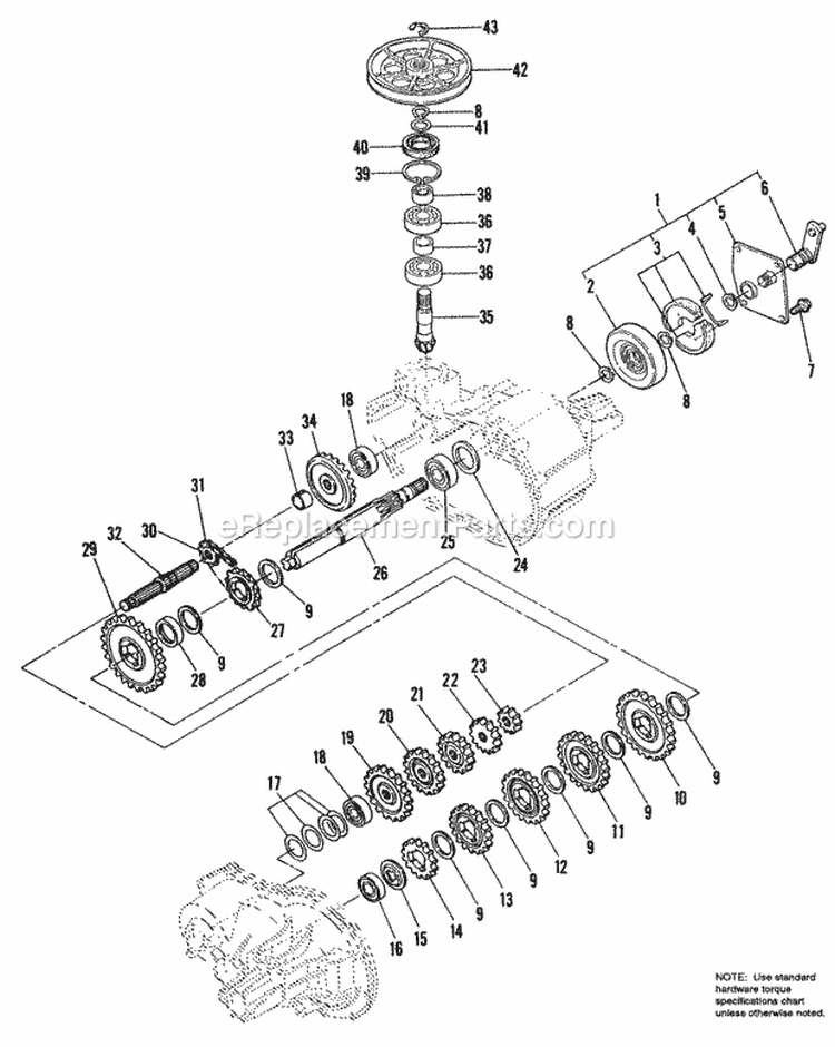 Gear Transmission Service Parts - Diagram 5 Diagram and Parts List for 1692025  Simplicity Lawn Tractor