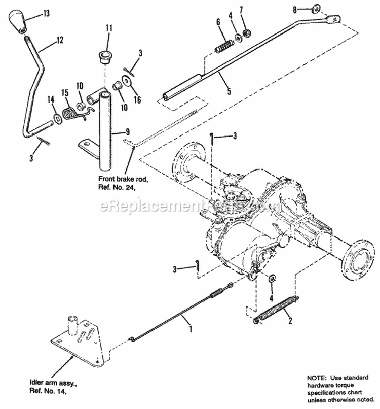 Hand Controls Group Diagram and Parts List for 1692025  Simplicity Lawn Tractor