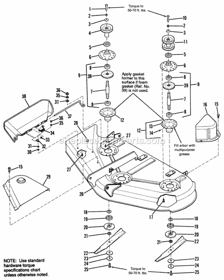 Housing  Arbor Group Diagram and Parts List for 1692439  Simplicity Lawn Tractor