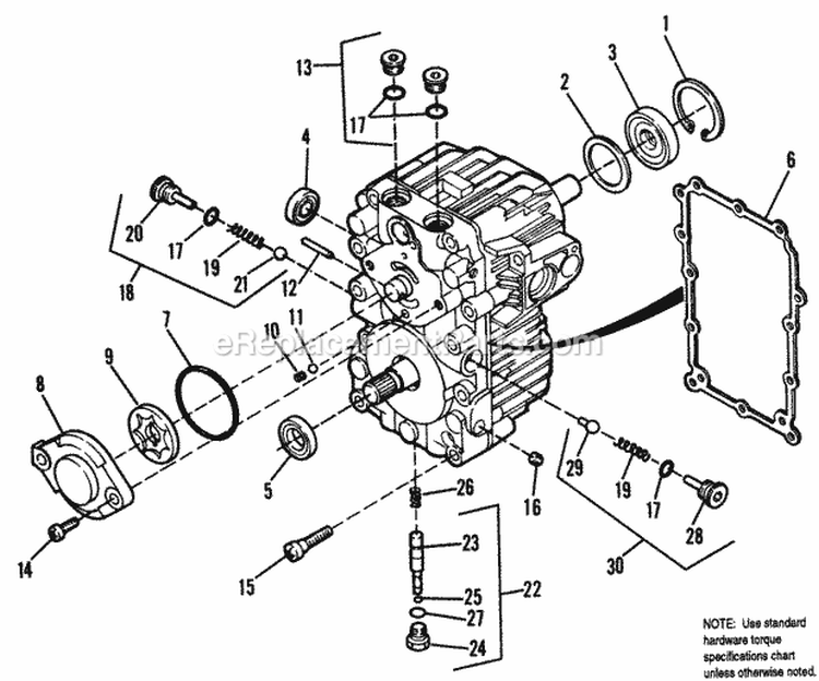 Hydro Pump Service Parts Diagram and Parts List for 1692439  Simplicity Lawn Tractor
