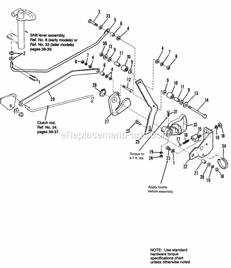 Hydrostatic Cam  Lever Group - Early Models Diagram and Parts List for 1692439  Simplicity Lawn Tractor