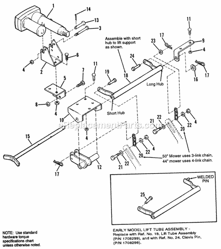 Electric Lift Kit Mfg No 1692032 (Optional On Gear Models) Diagram and Parts List for 1692439  Simplicity Lawn Tractor
