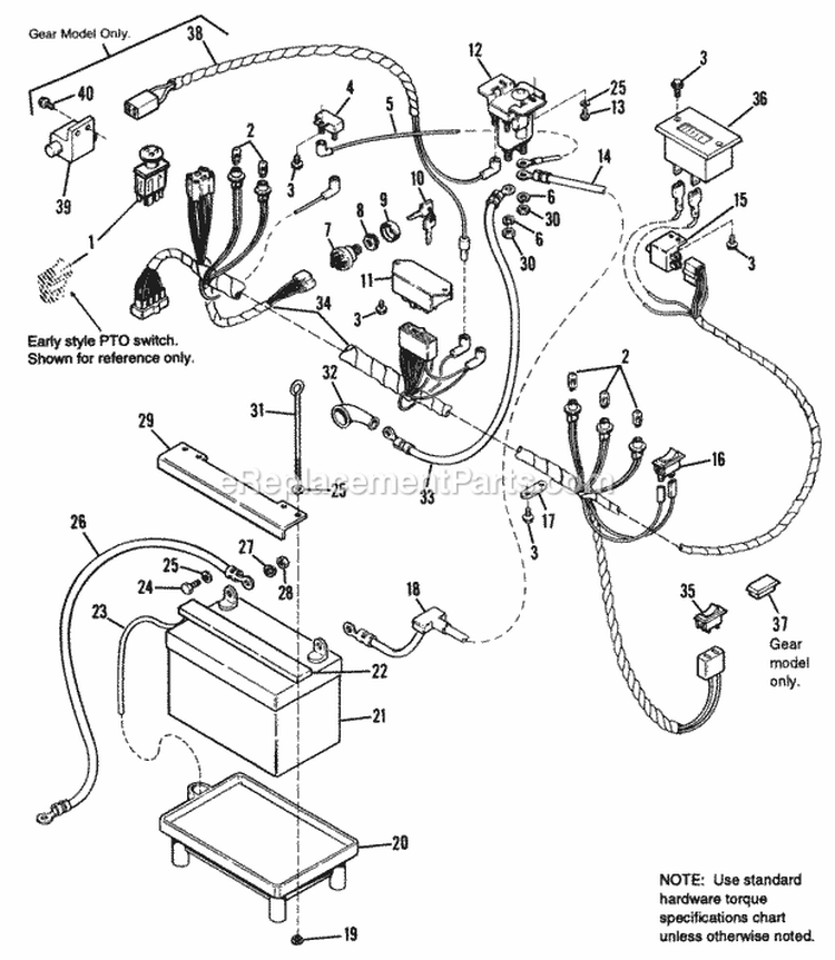 Electrical Group - Main Harness Diagram and Parts List for 1692439  Simplicity Lawn Tractor
