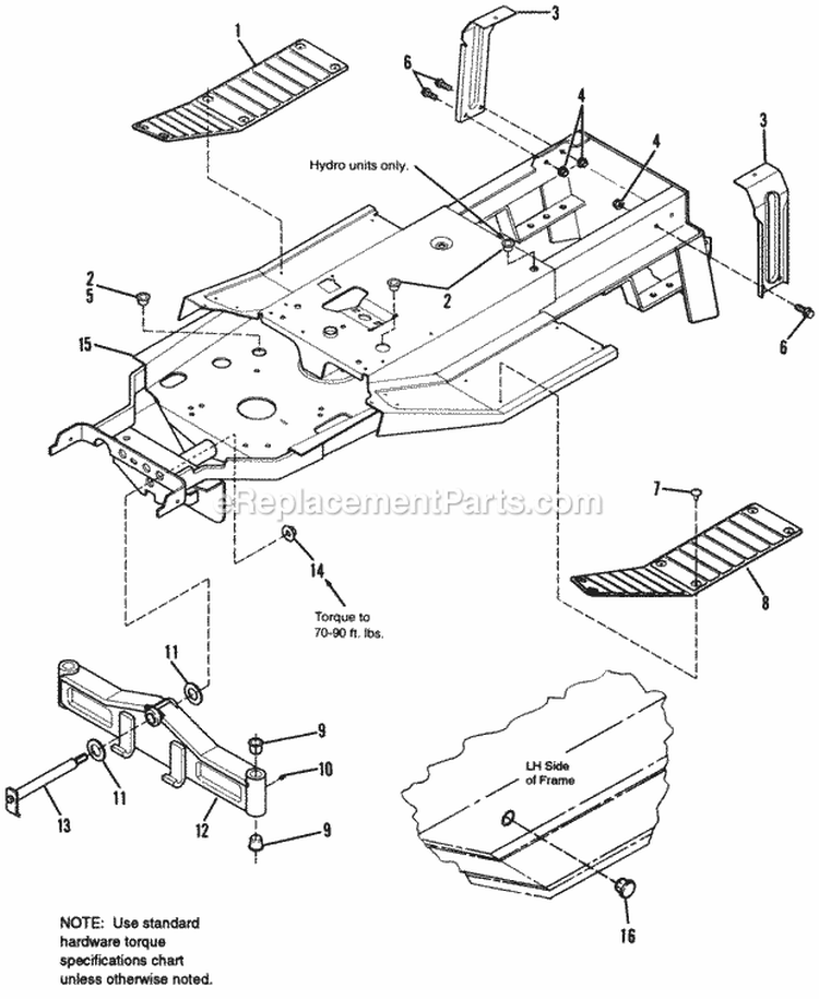Frame  Front Axle Group Diagram and Parts List for 1692439  Simplicity Lawn Tractor
