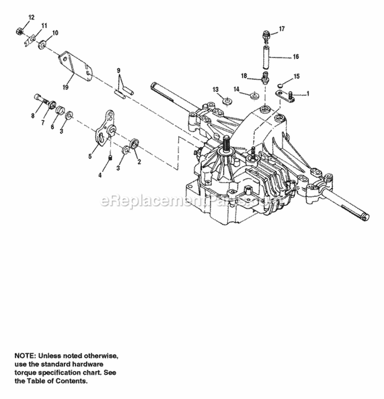 Hydro Transaxle Service Parts - Hydro Gear Model 318-0500 Diagram and Parts List for 1692403  Simplicity Lawn Tractor