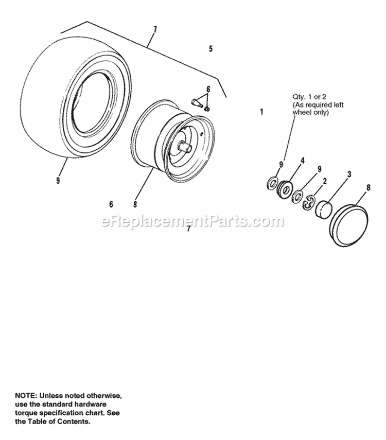 Rear Wheels and Tires Diagram and Parts List for 1692400  Simplicity Lawn Tractor